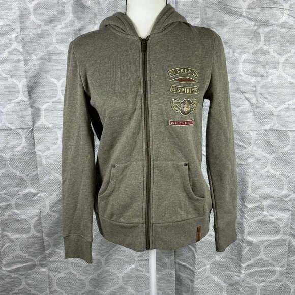 HARLEY-DAVIDSON WOMEN'S SHERPA FLEECE LINED HOODIE FULL ZIP PATCH SIZE SMALL - Picture 1 of 10